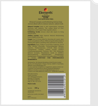 Elements Wellness Radiant Glow Face Wash (100g)