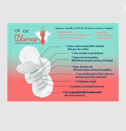 ON&ON Nu Woman Anion Sanitary Napkins
(10 Pads)