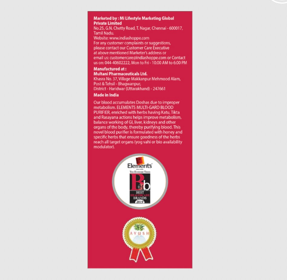 Elements Wellness Multi-Gard Blood Purifier (200ml)