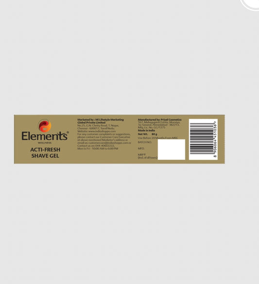 Elements Wellness Acti-Fresh Shave Gel (80g)