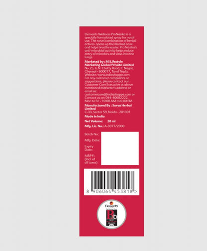 Elements Wellness Pro Nasika Nasal Spray (20ml)