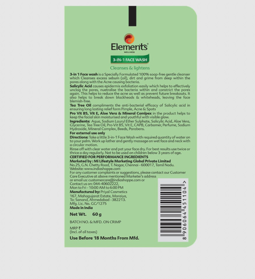 Elements Wellness 3-in-1 Face Wash (60g)