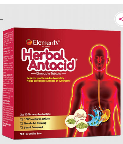 Elements Wellness Herbal Antacid 3x10n
Chewable Tablets