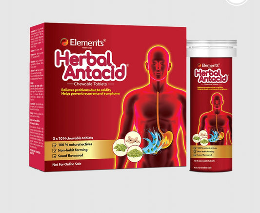 Elements Wellness Herbal Antacid 3x10n
Chewable Tablets